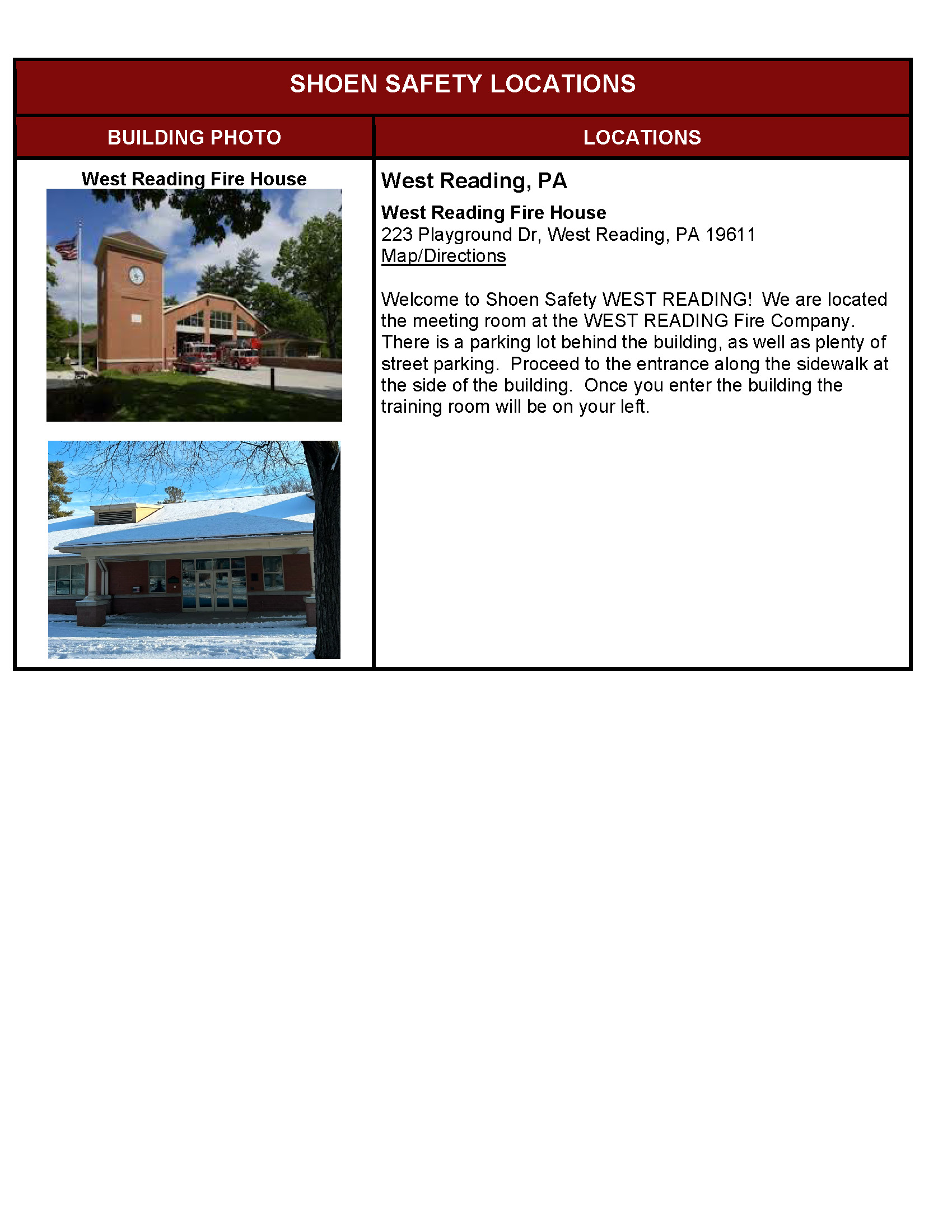 Shoen Safety Locations